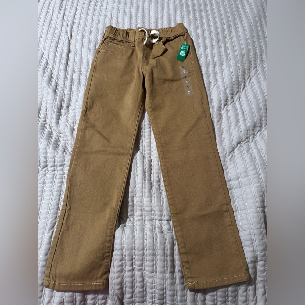 GAP Boys Slim Stretch Pants Brown Pull On Elastic Waist Size M (8) NWT